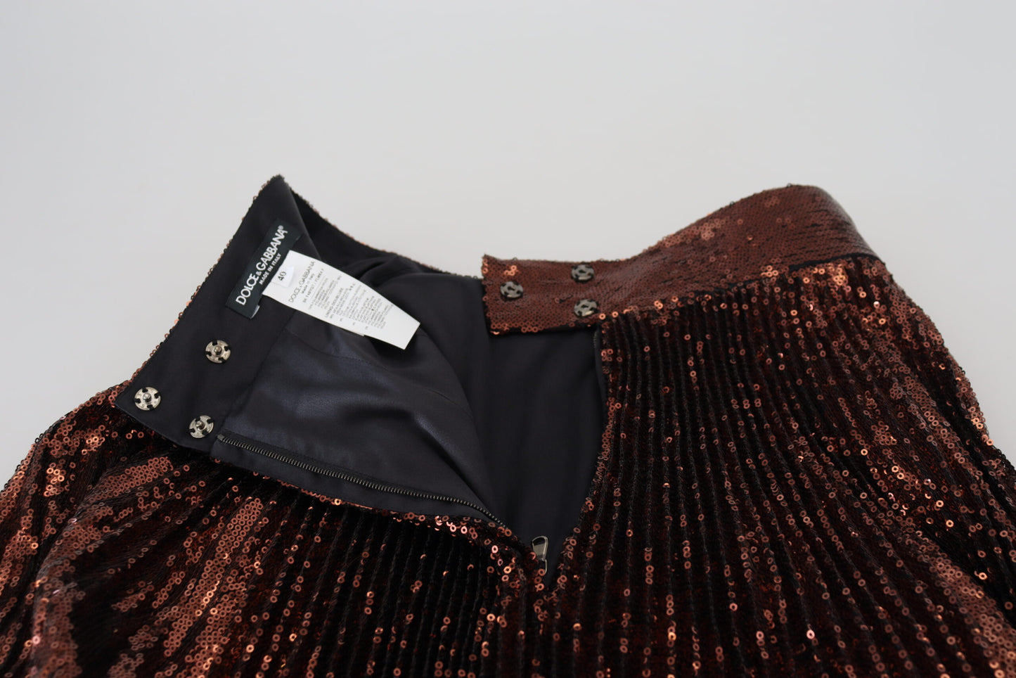 Jupe longue trapèze taille haute à paillettes bronze Dolce &amp; Gabbana