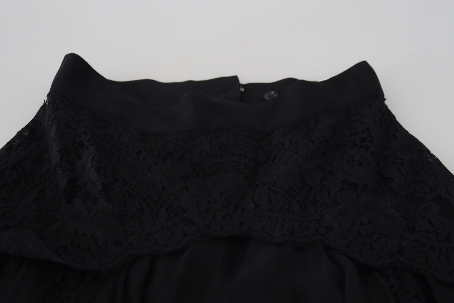 Jupe midi taille haute en dentelle de soie noire Dolce &amp; Gabbana