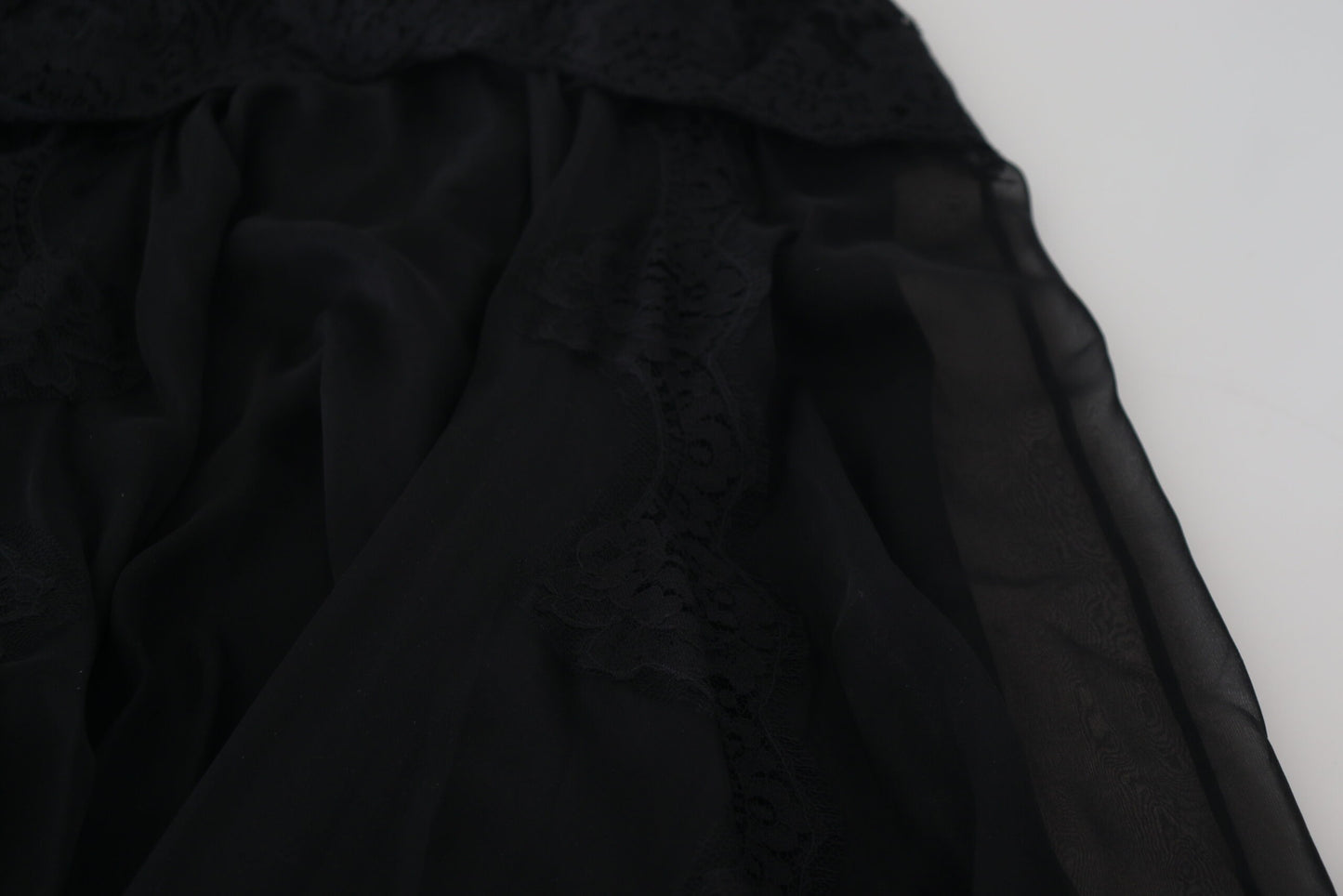 Jupe midi taille haute en dentelle de soie noire Dolce &amp; Gabbana
