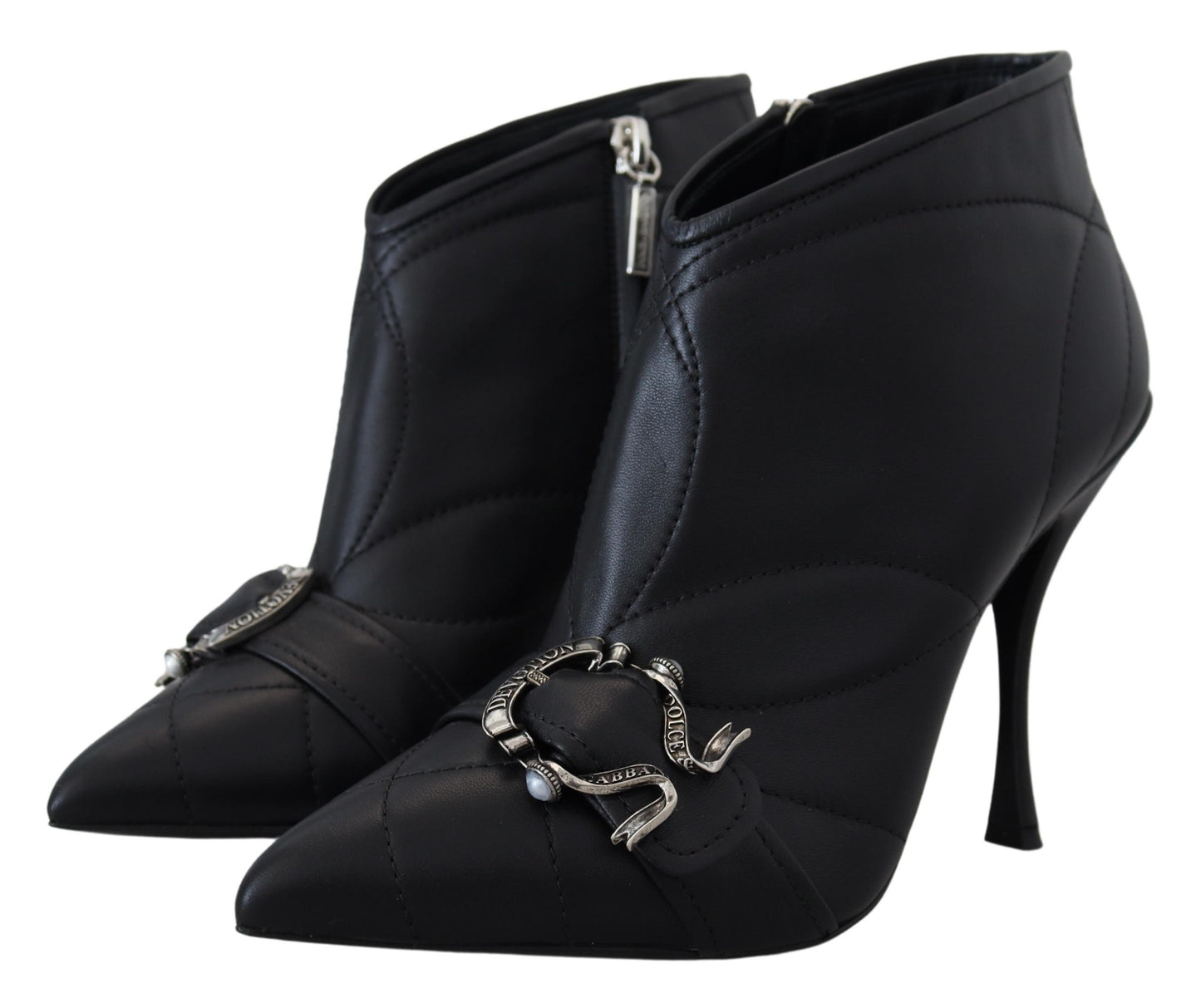 Bottines matelassées à boucle noires Dolce &amp; Gabbana