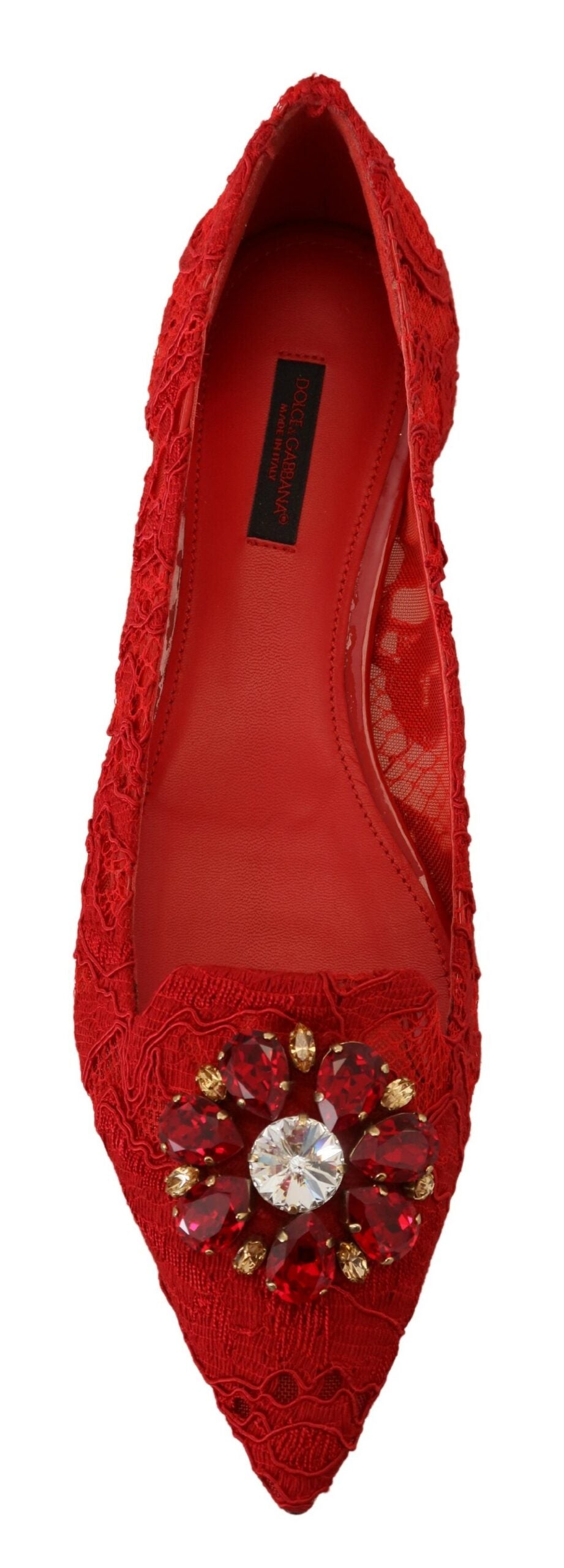 Dolce &amp; Gabbana Rote Taormina Kristalle Loafer Flats Schuhe