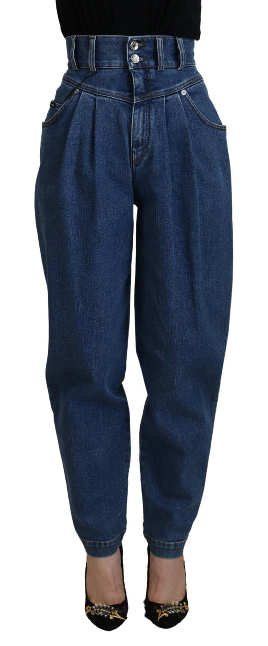 Jean taille haute en coton stretch bleu Dolce &amp; Gabbana