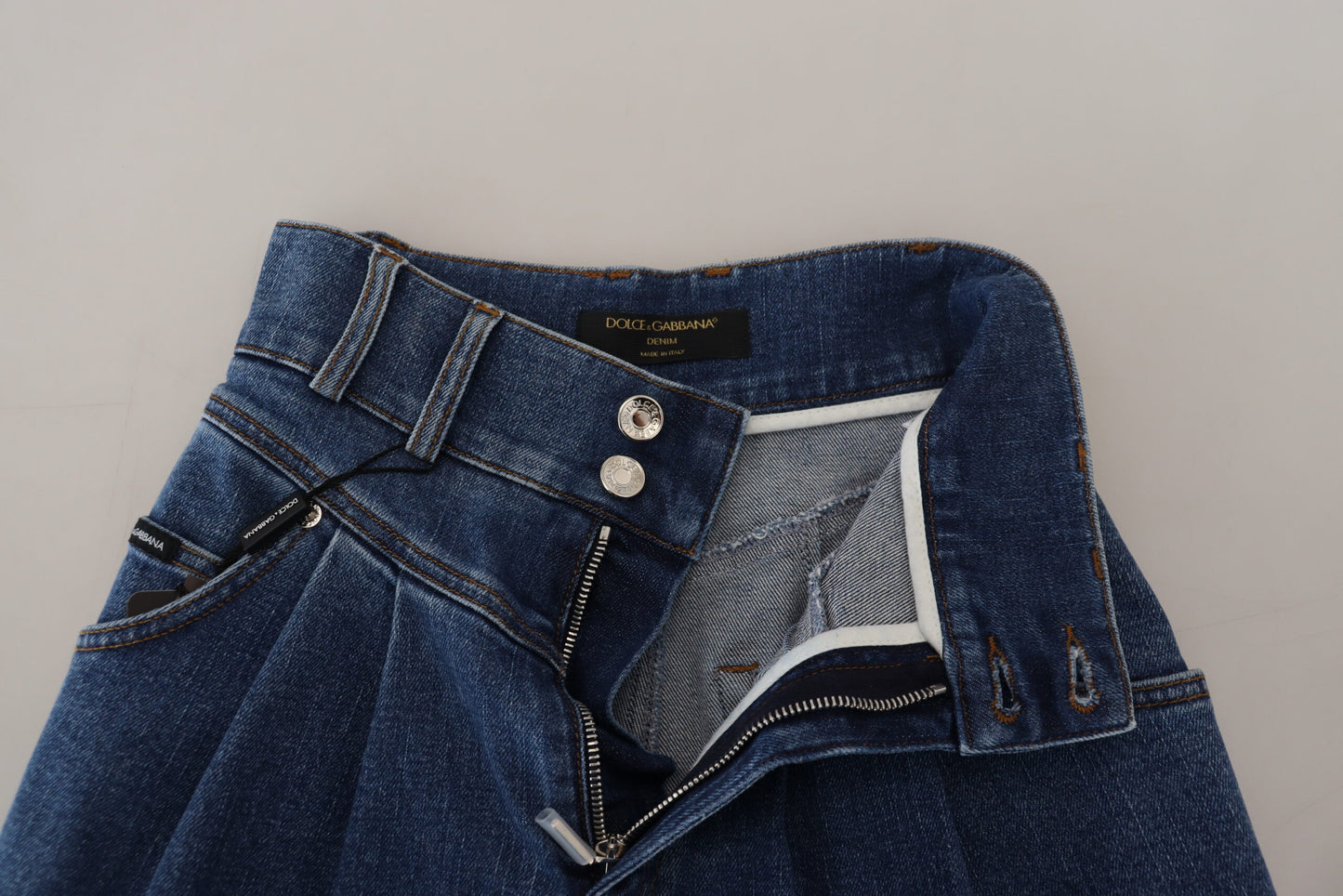 Jean taille haute en coton stretch bleu Dolce &amp; Gabbana