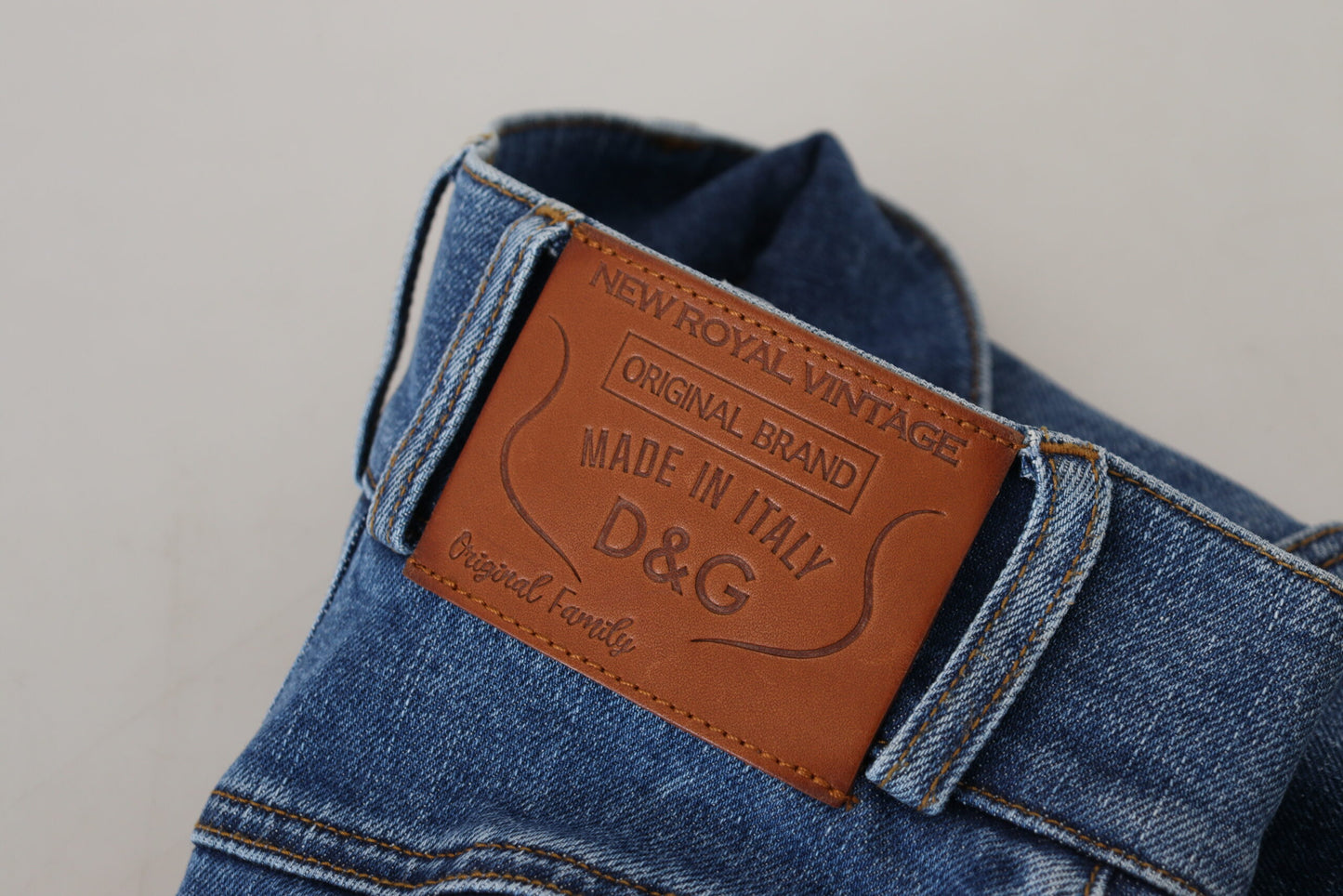 Jean taille haute en coton stretch bleu Dolce &amp; Gabbana