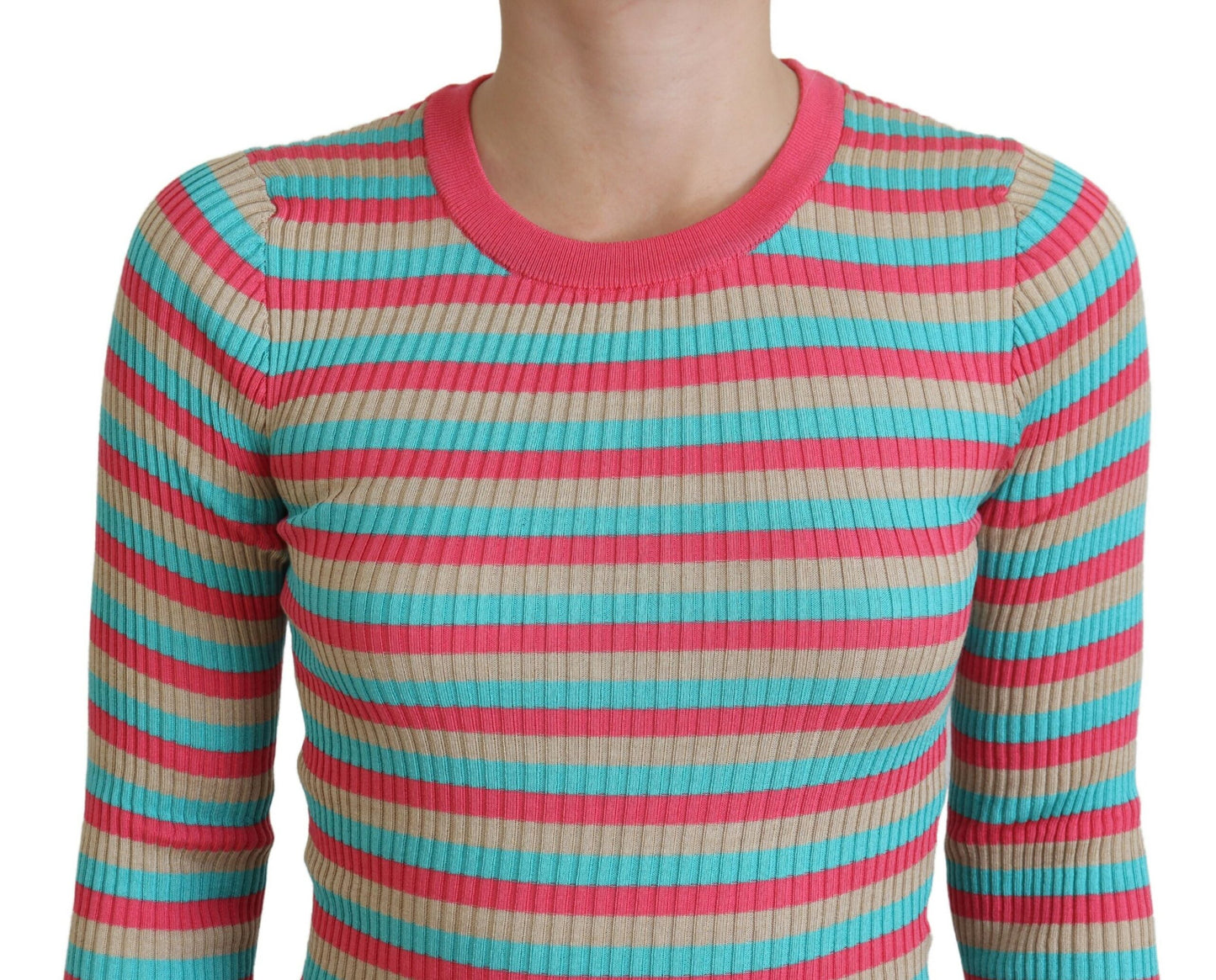 Pull ras du cou multicolore en soie Dolce &amp; Gabbana