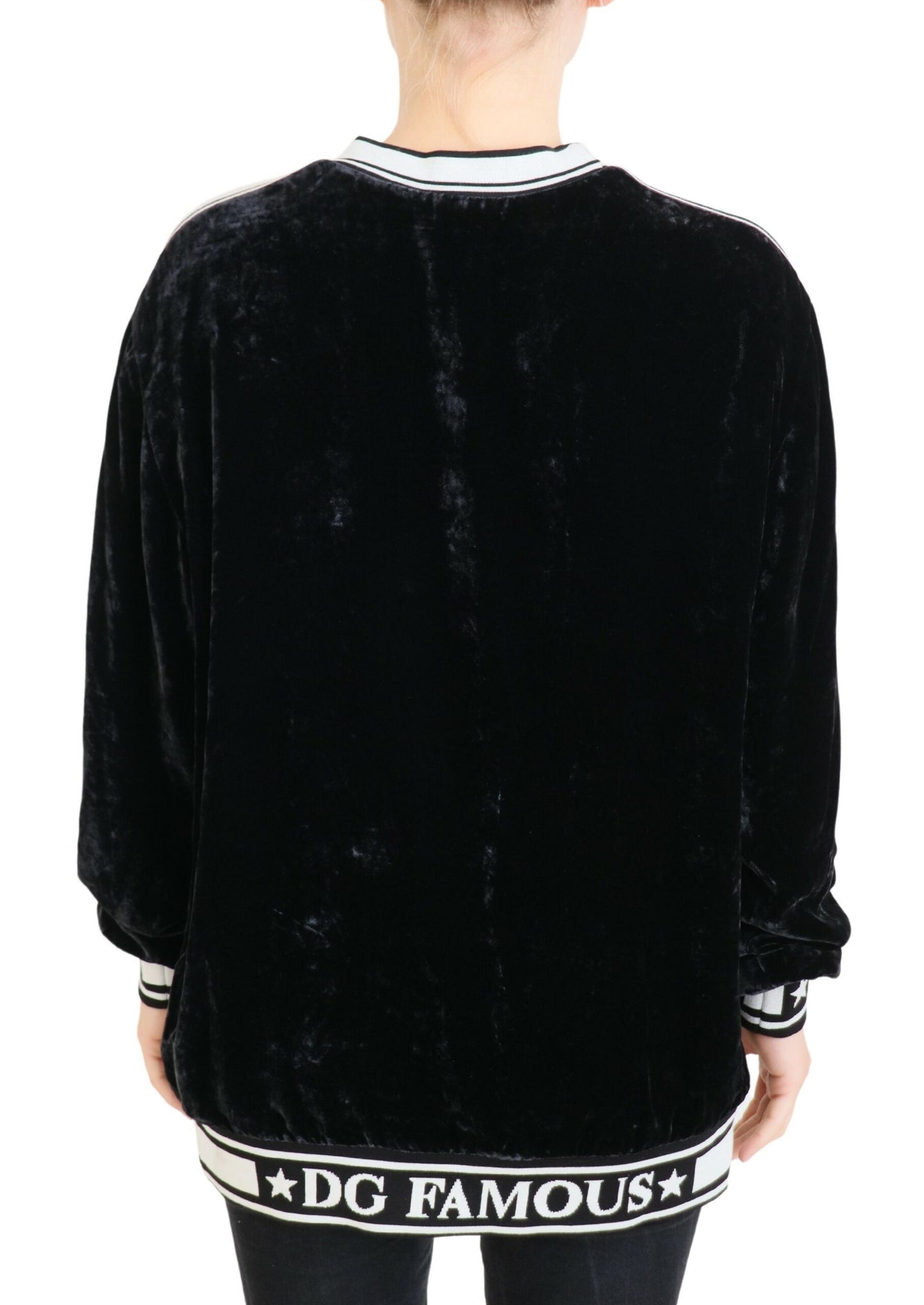 Pull ras du cou en velours noir Dolce &amp; Gabbana