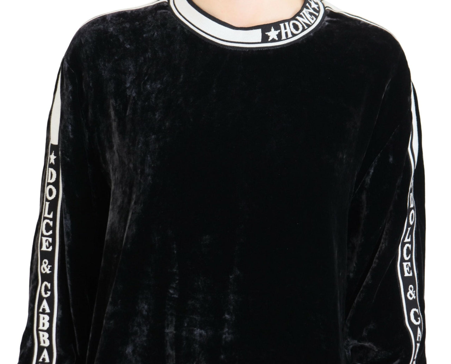 Pull ras du cou en velours noir Dolce &amp; Gabbana