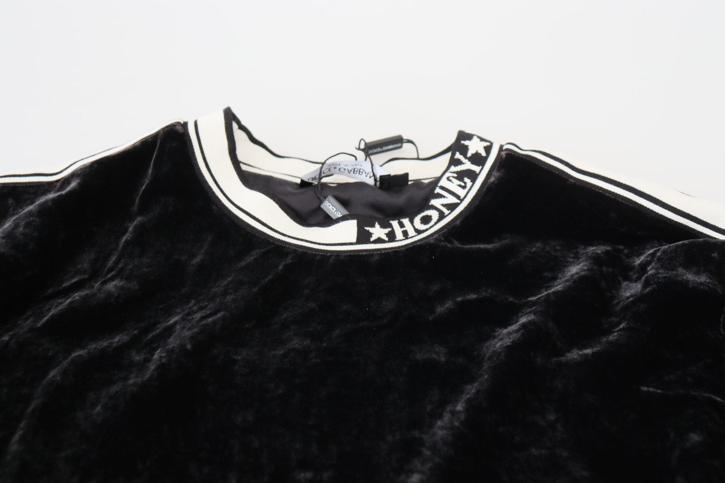 Pull ras du cou en velours noir Dolce &amp; Gabbana