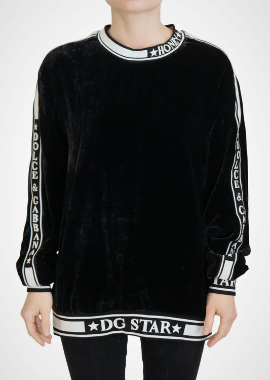 Pull ras du cou en velours noir Dolce &amp; Gabbana
