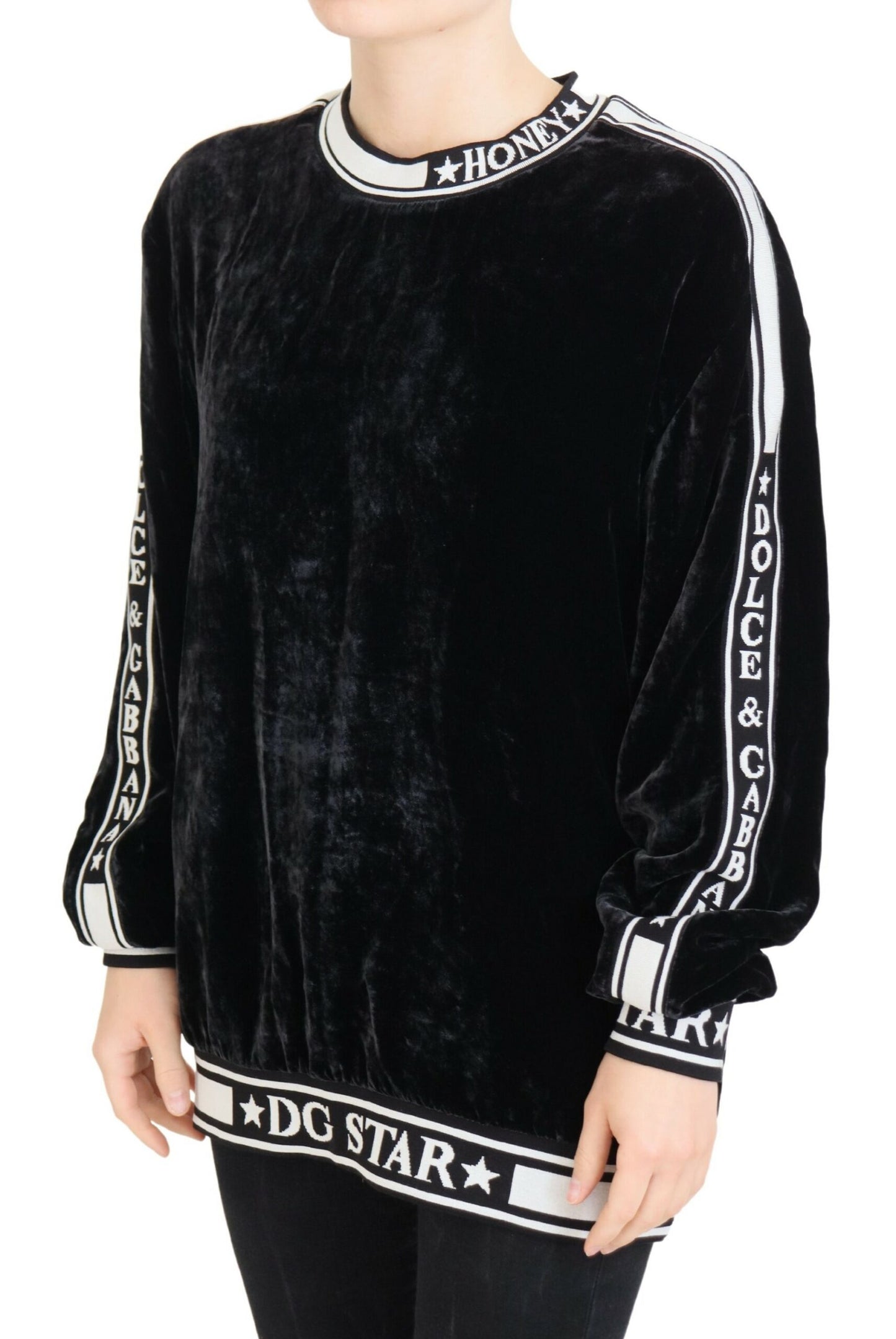 Pull ras du cou en velours noir Dolce &amp; Gabbana