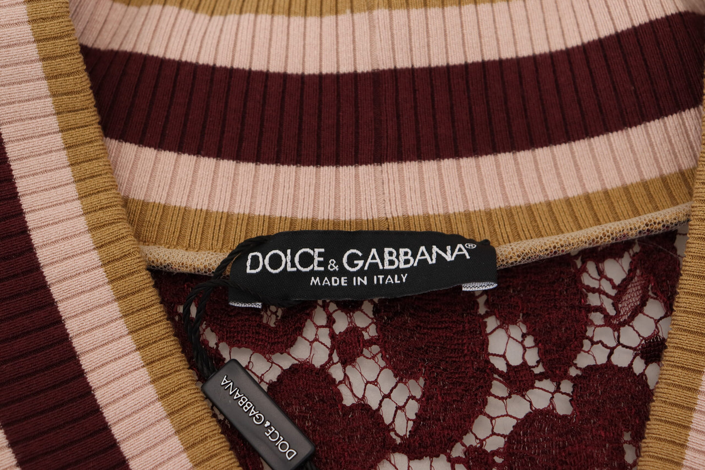 Pull col V en dentelle multicolore Dolce &amp; Gabbana
