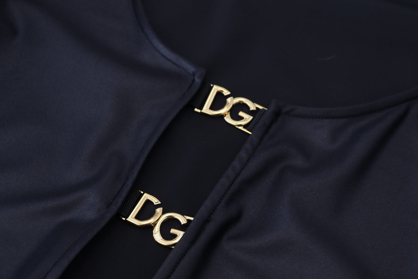 Dolce &amp; Gabbana Haut en coton stretch noir à manches 3/4 et poitrine ouverte