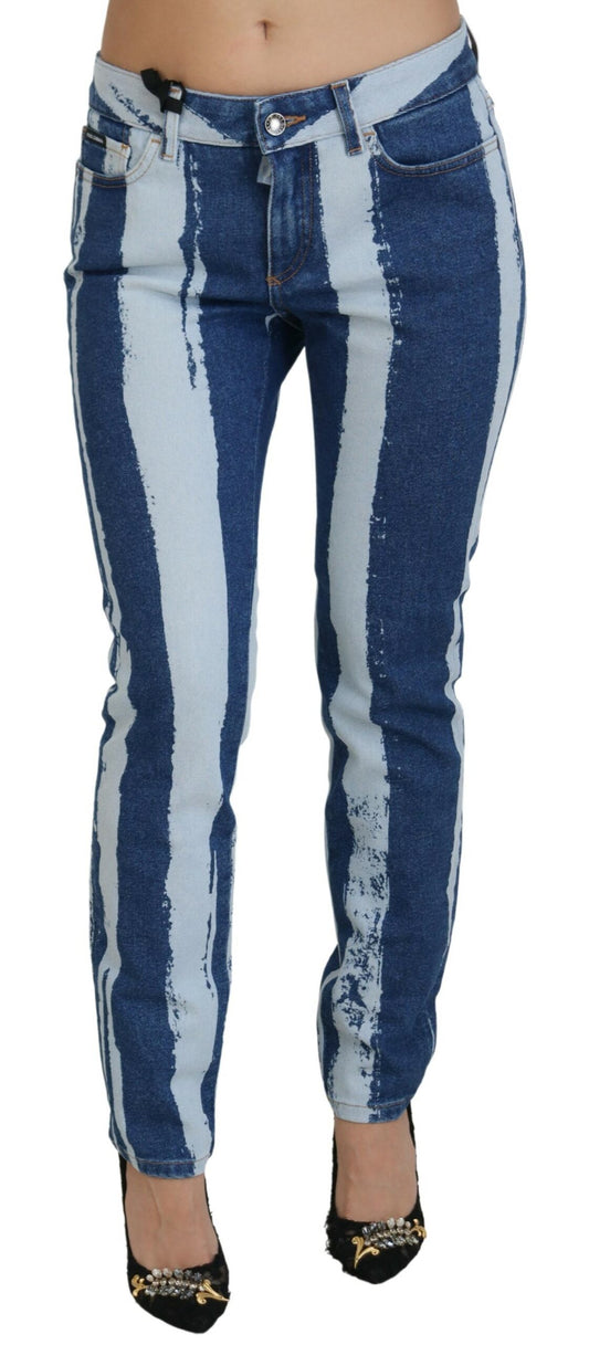 Jean skinny en coton à rayures bleu cobalt Dolce &amp; Gabbana