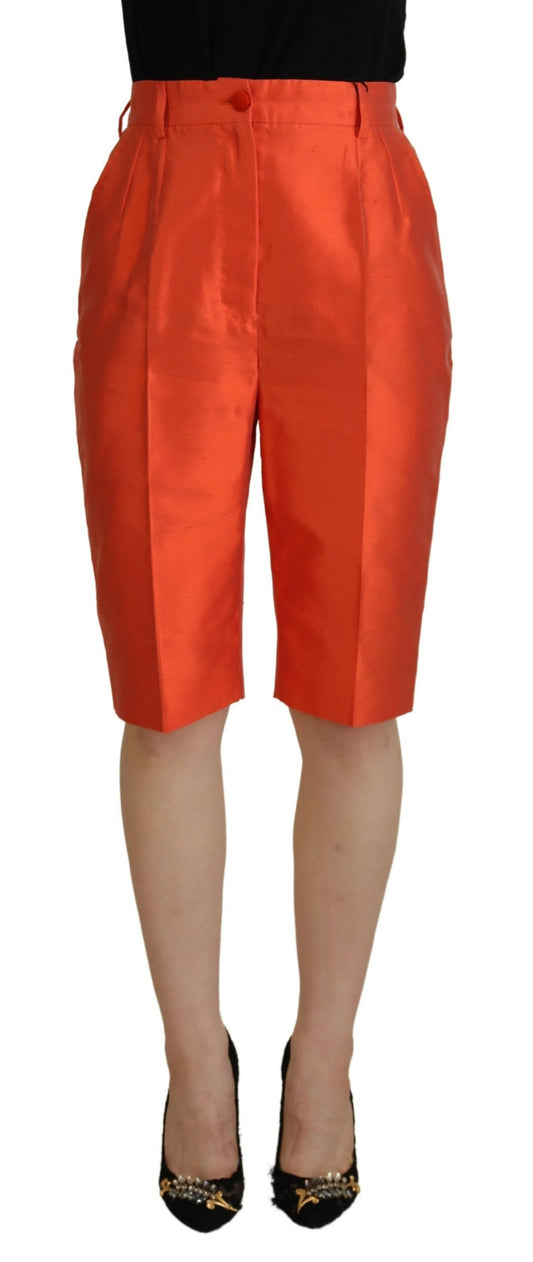 Pantalon court taille haute en soie orange Dolce &amp; Gabbana