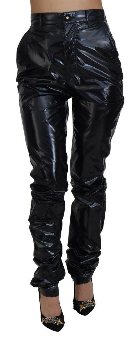 Pantalon skinny taille haute en nylon noir Dolce &amp; Gabbana