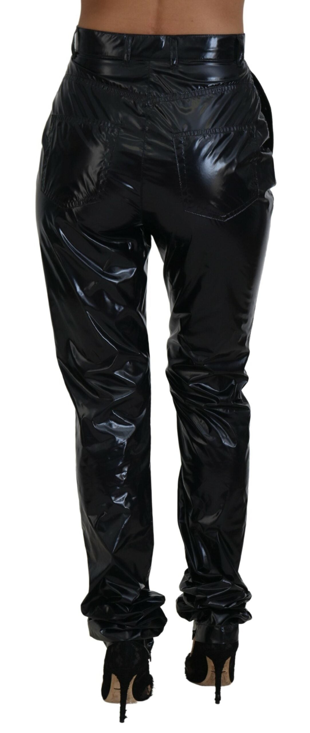 Pantalon skinny taille haute en nylon noir Dolce &amp; Gabbana