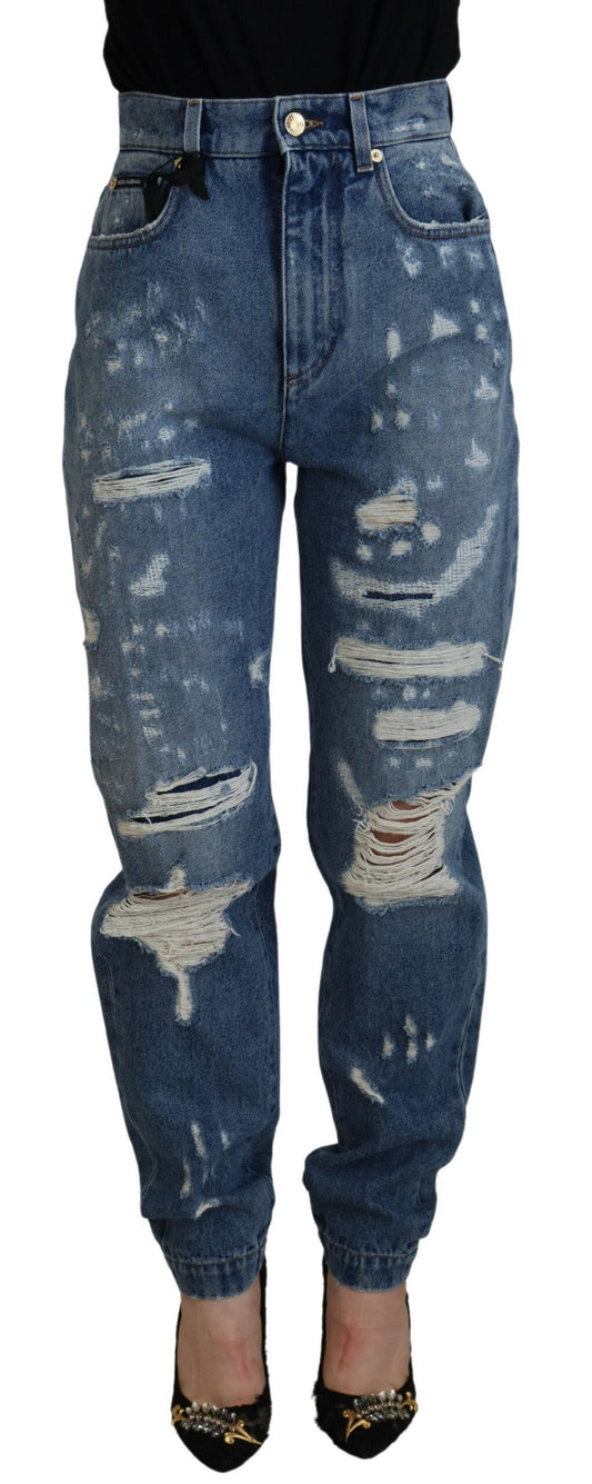 Jean skinny en coton bleu déchiré Dolce &amp; Gabbana