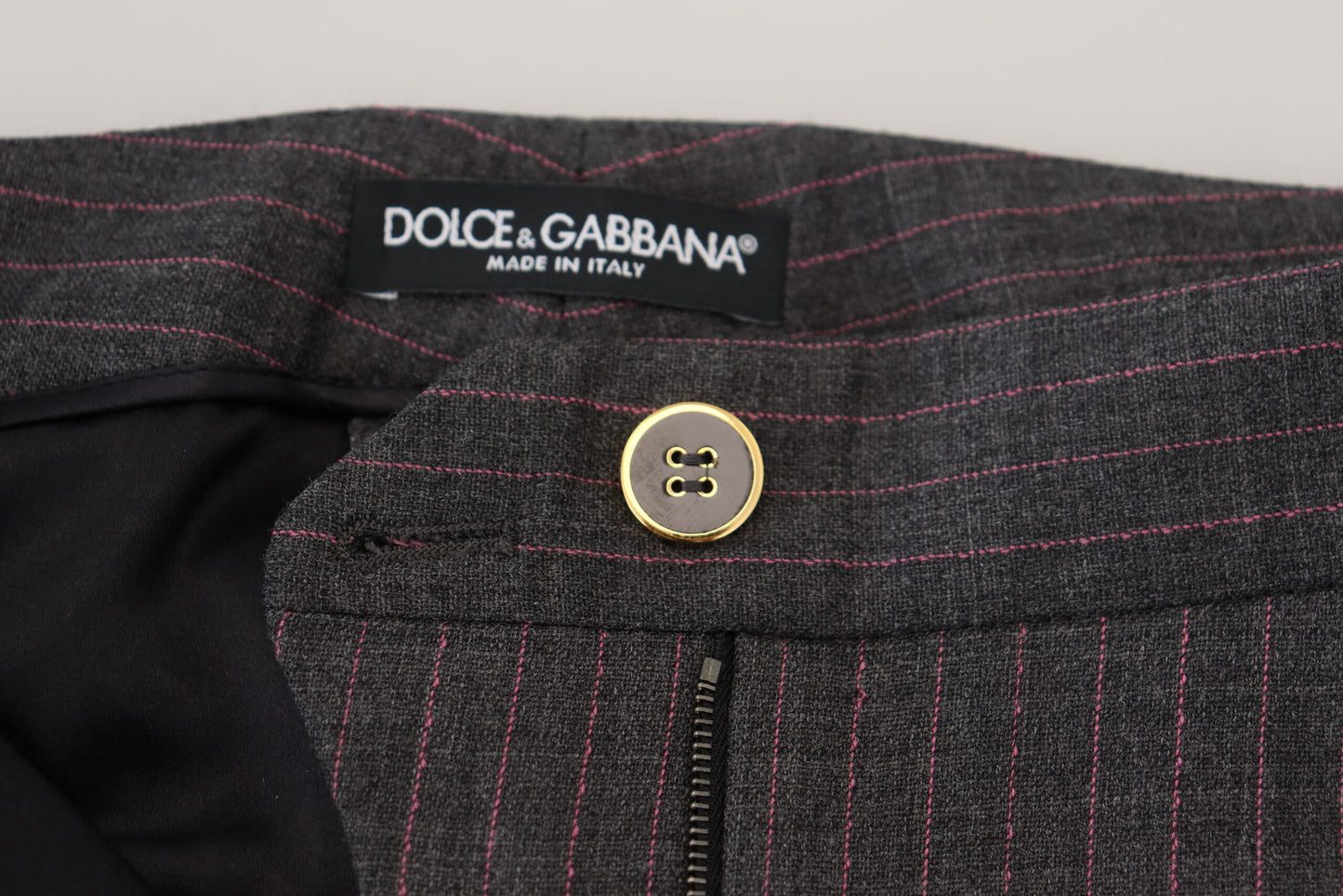 Pantalon fuselé en laine à rayures grises Dolce &amp; Gabbana pour femme