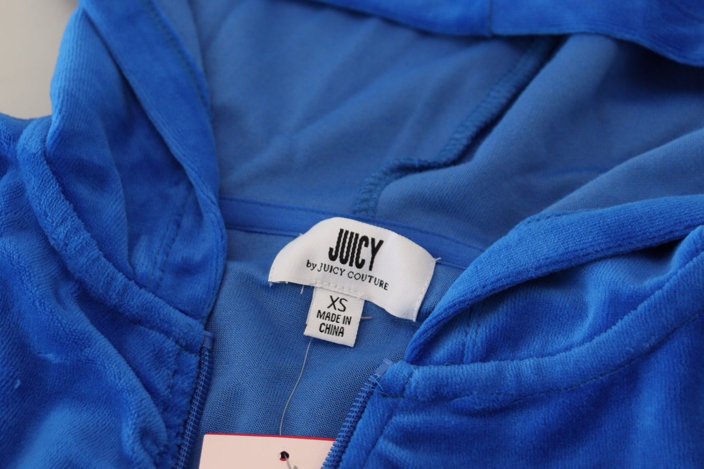 Sweat-shirt court à capuche et fermeture éclair en coton bleu Juicy Couture