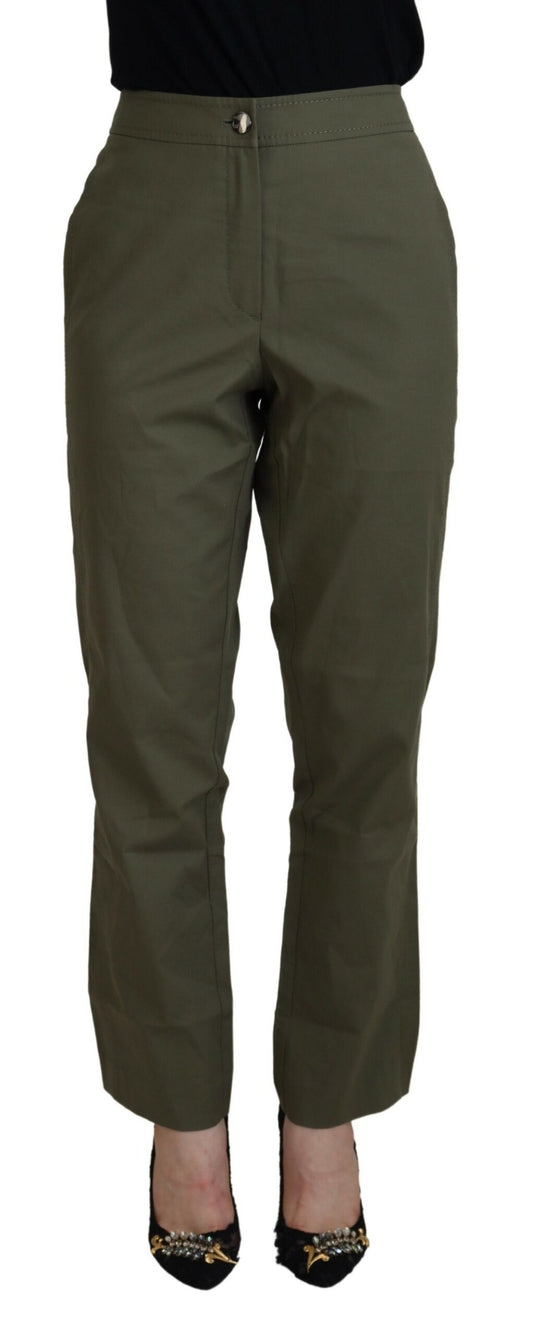 Pantalon fuselé taille haute en coton vert LAUREL pour femme