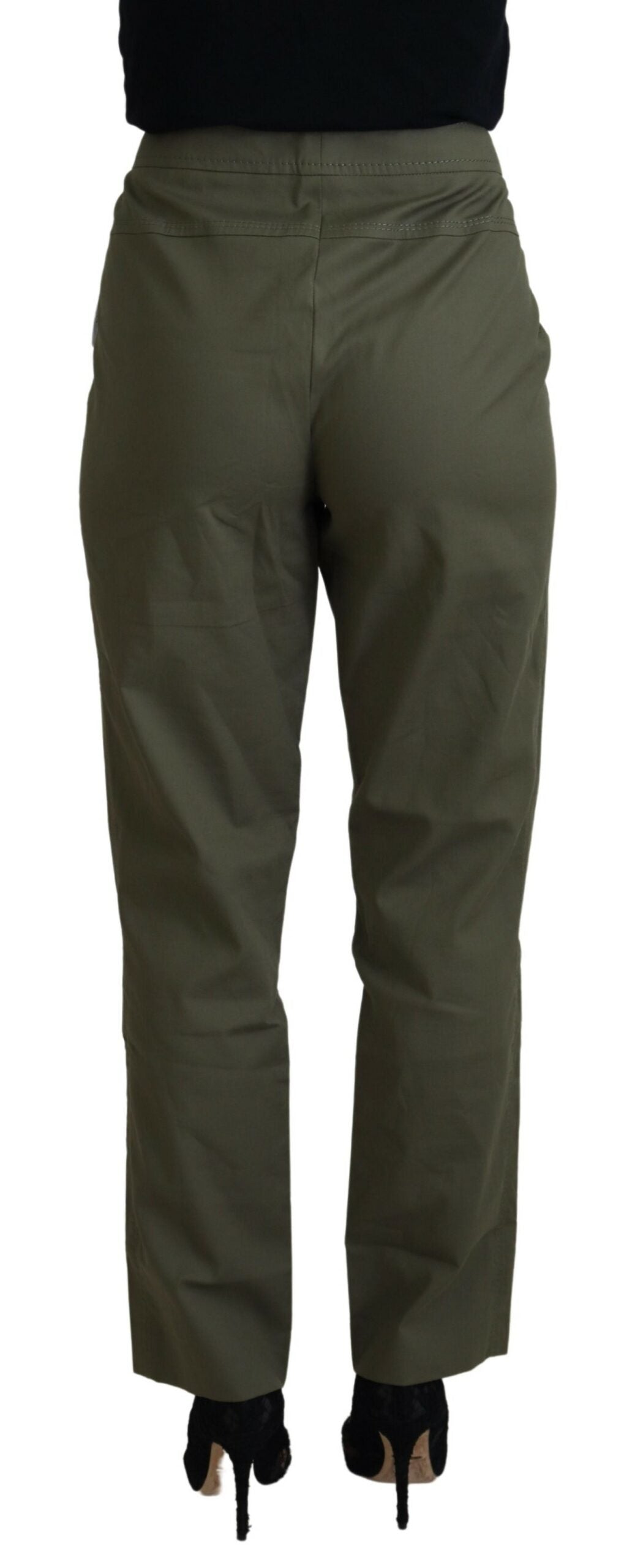 Pantalon fuselé taille haute en coton vert LAUREL pour femme
