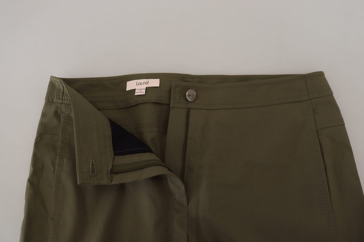 Pantalon fuselé taille haute en coton vert LAUREL pour femme