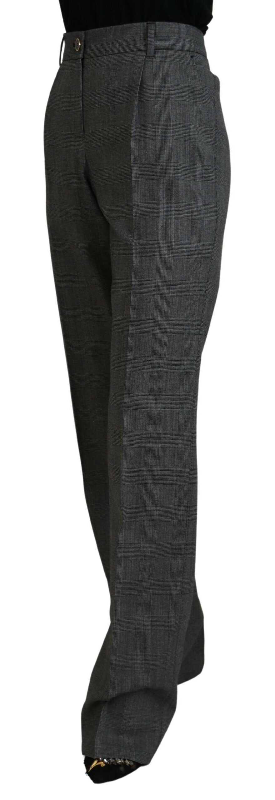 Dolce &amp; Gabbana Graue Wollhose mit hoher Taille für Damen