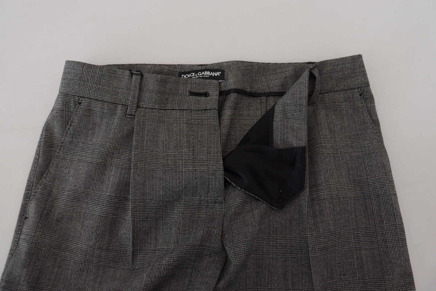 Dolce &amp; Gabbana Graue Wollhose mit hoher Taille für Damen