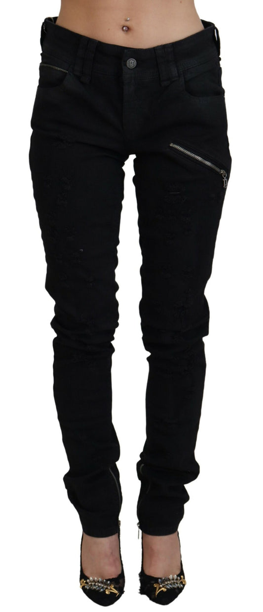 Jean slim taille moyenne en coton noir John Galliano