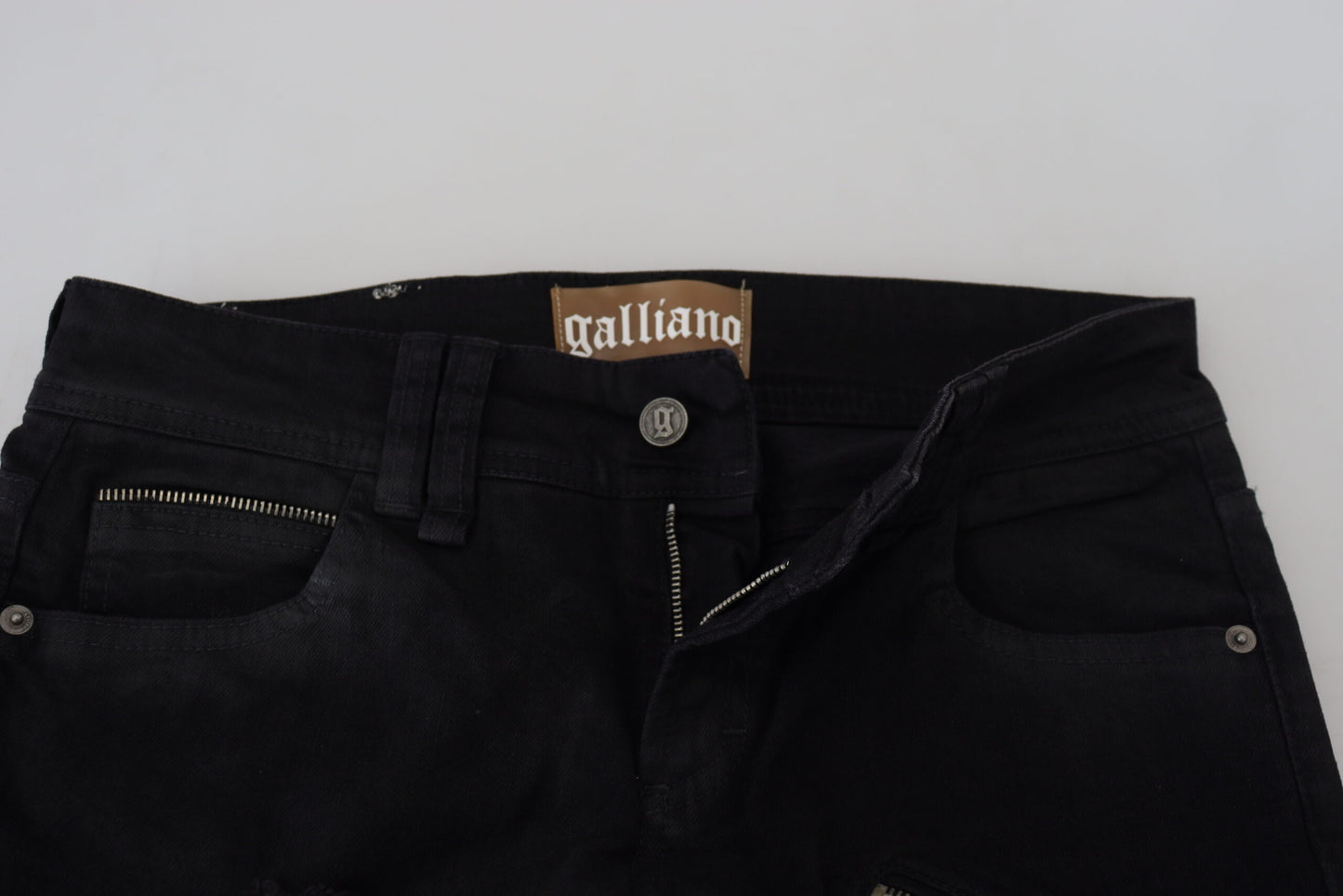 Jean slim taille moyenne en coton noir John Galliano
