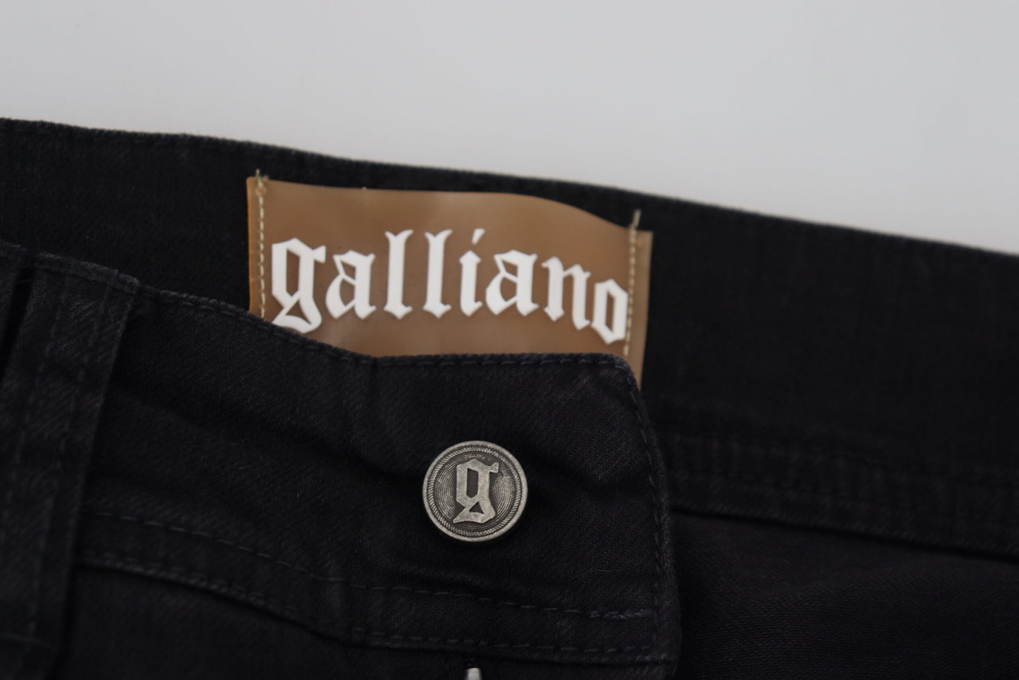 Jean slim taille moyenne en coton noir John Galliano