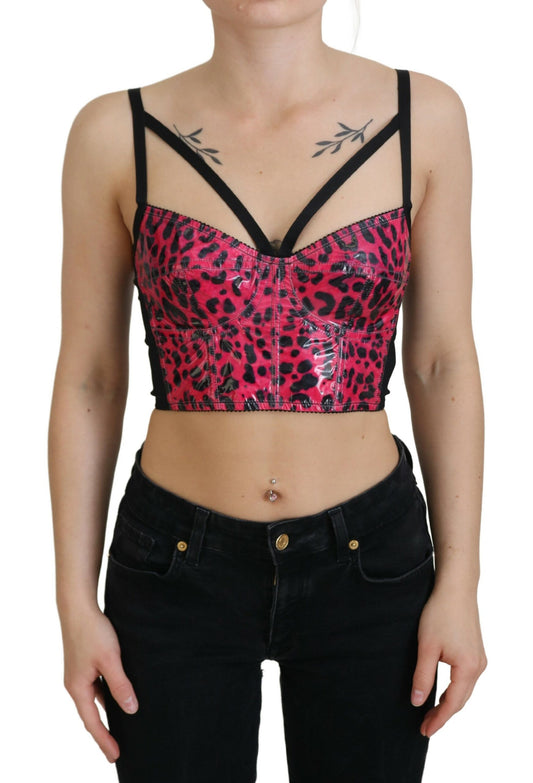 Dolce &amp; Gabbana - Haut bustier court à imprimé léopard rose