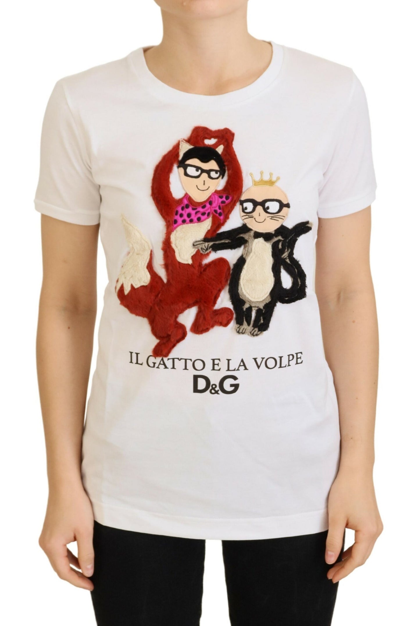 Dolce &amp; Gabbana T-Shirt Top Weiß Strukturiert Kurzarm