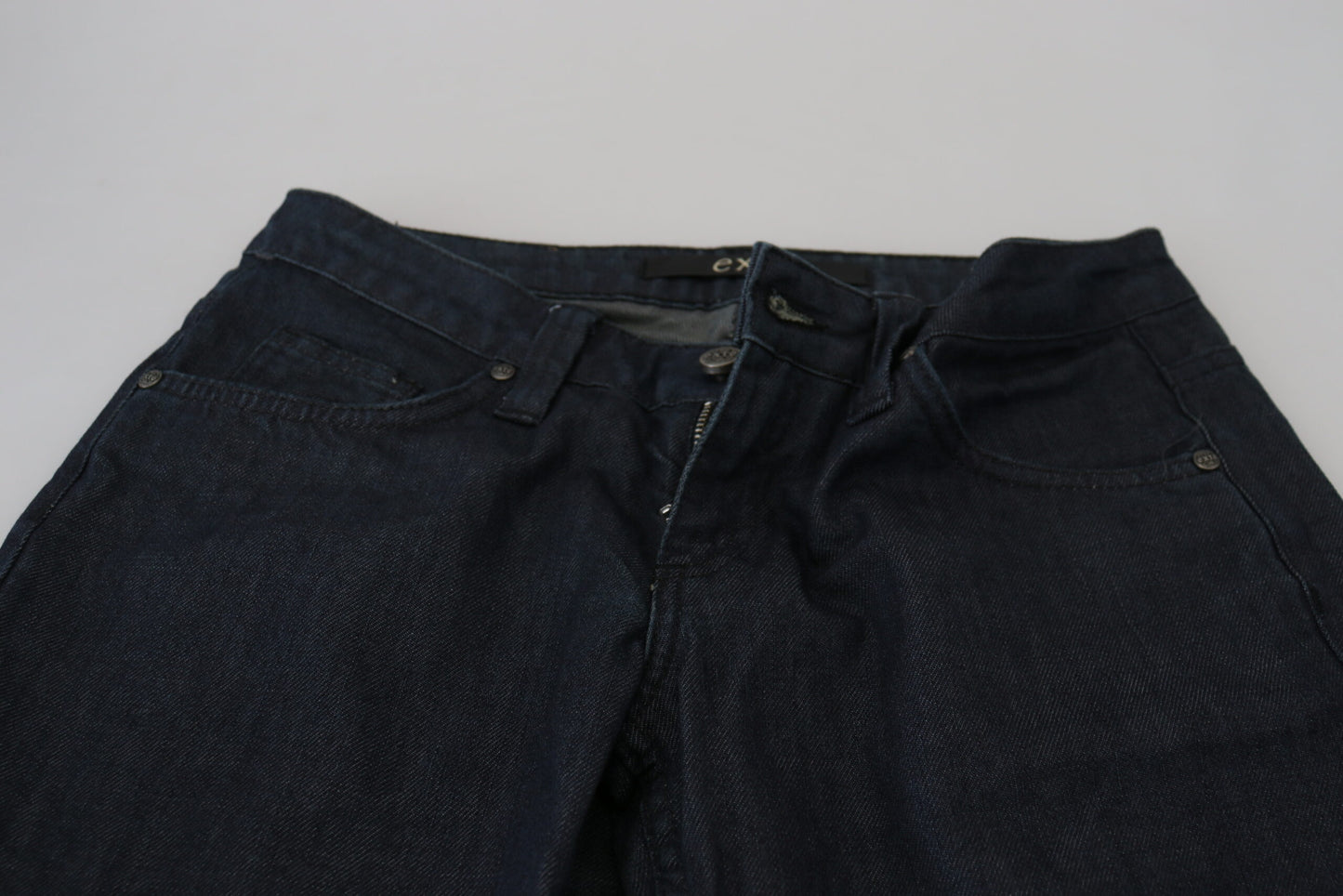Exte Dunkelblaue Damen Jeans mit niedriger Taille und gerader Passform