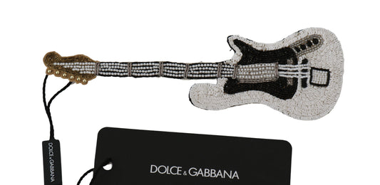 Broche guitare Dolce &amp; Gabbana en laiton doré et perles