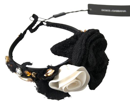 Dolce &amp; Gabbana Diadème Serre-tête Tiara Blanc Rose Cristal Cheveux Or