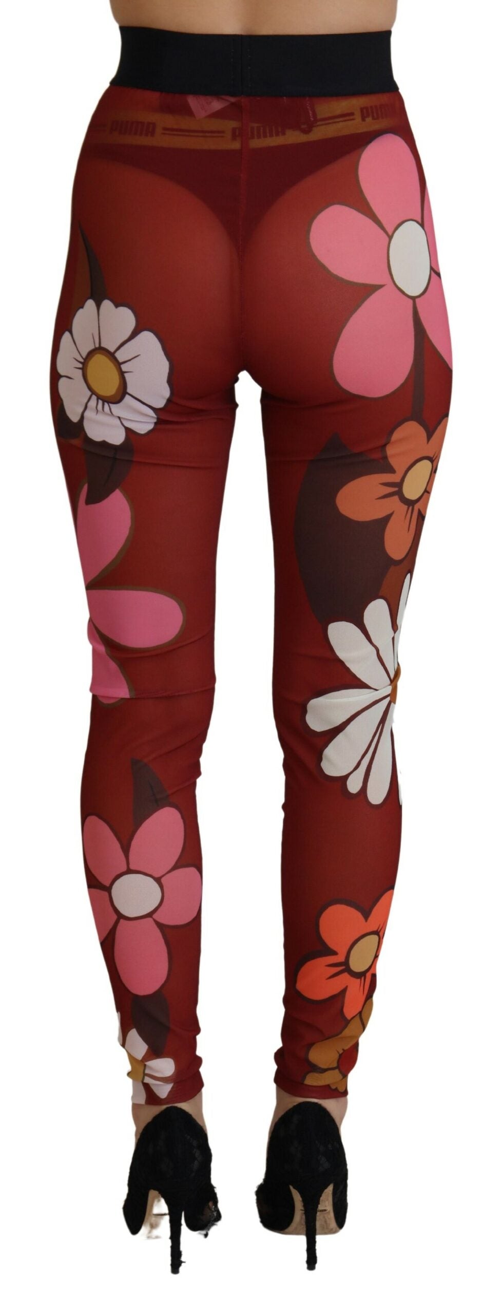 Dolce &amp; Gabbana Rote Leggings mit Blumenmuster und Stretchbund
