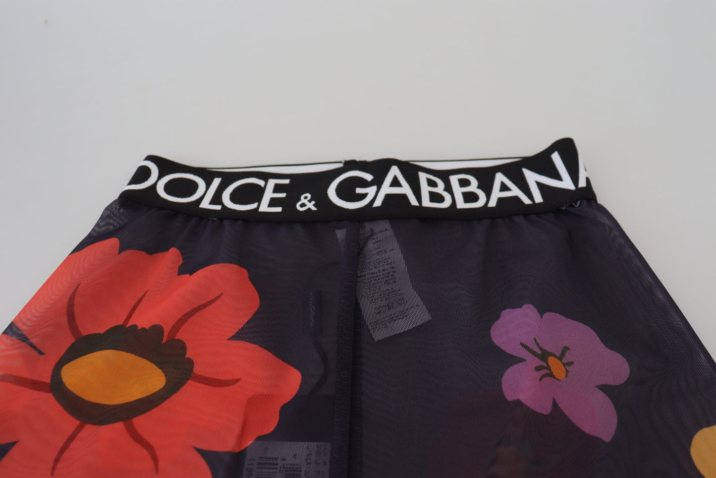 Dolce &amp; Gabbana Leggings à fleurs noires Pantalon taille extensible
