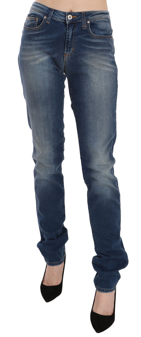 Fiorucci – Blau verwaschene Slim-Fit-Jeans mit mittlerer Taille