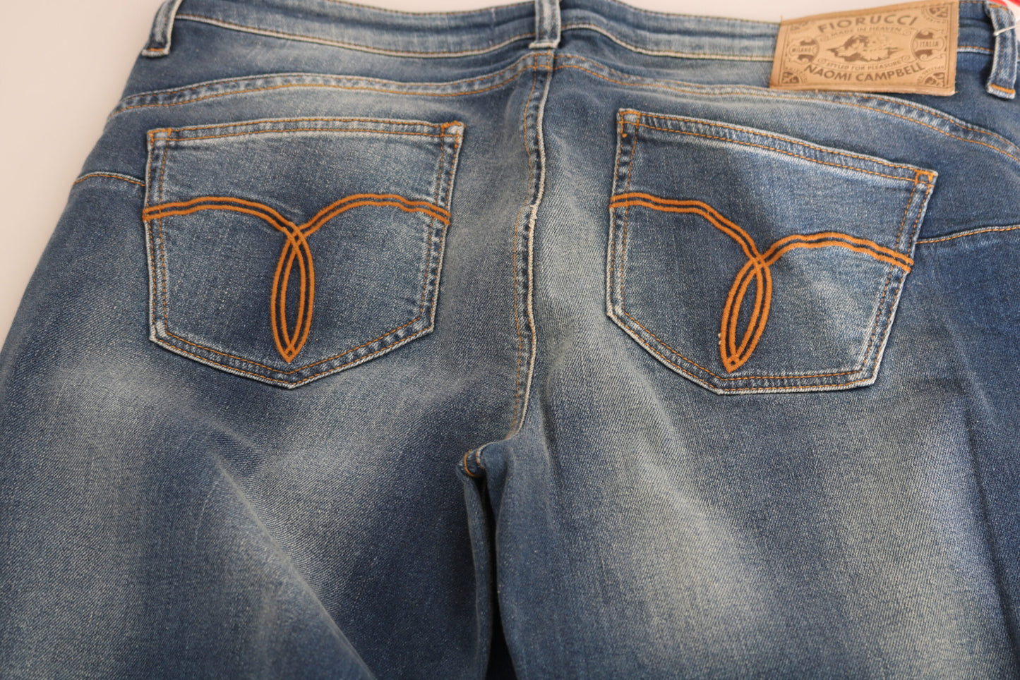 Fiorucci – Blau verwaschene Slim-Fit-Jeans mit mittlerer Taille