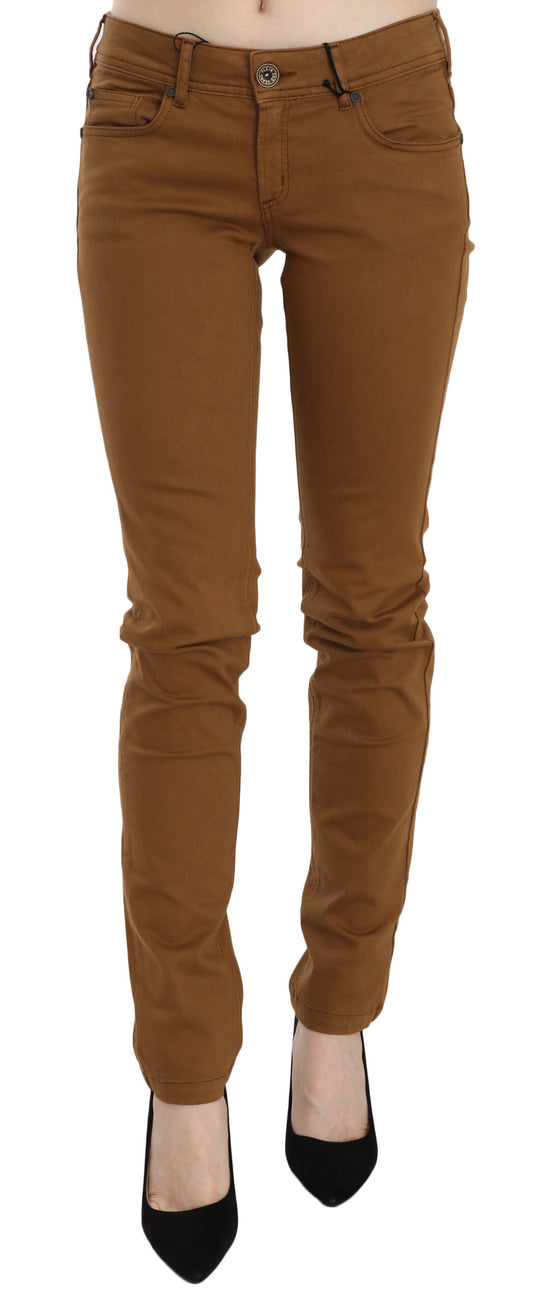 Jean slim taille moyenne en coton marron PLEIN SUD