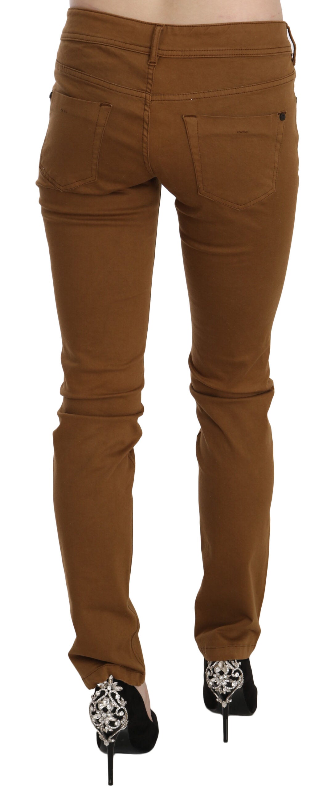 Jean slim taille moyenne en coton marron PLEIN SUD