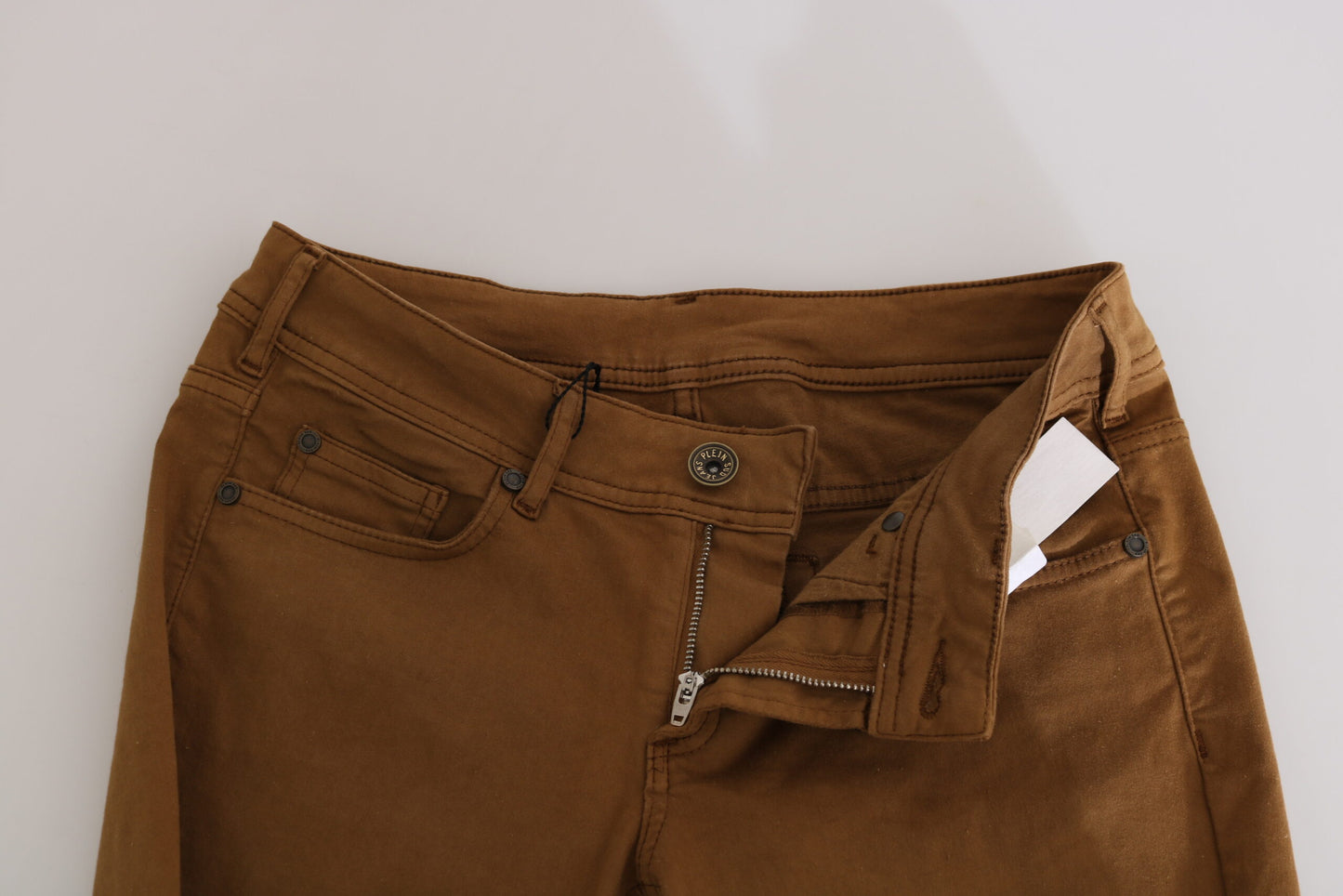 Jean slim taille moyenne en coton marron PLEIN SUD