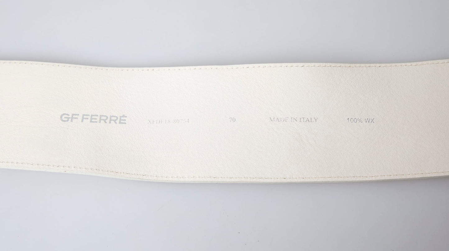 GF Ferre Breiter modischer Gürtel aus gewachster Baumwolle in Off-White