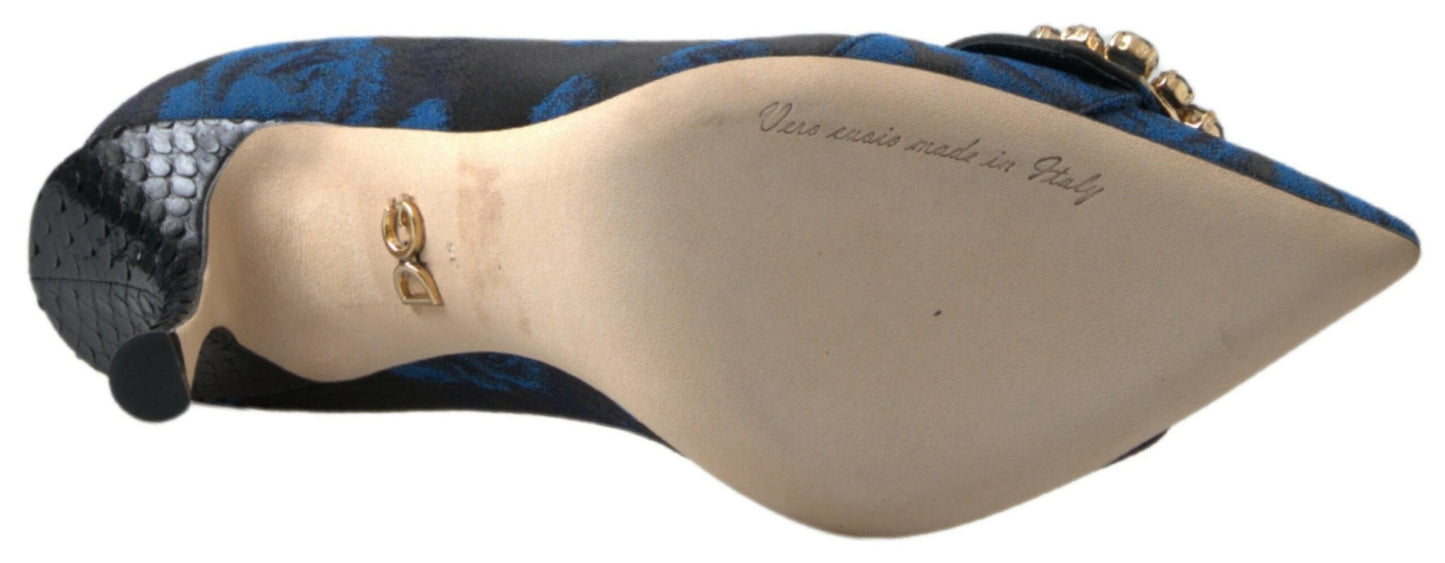 Escarpins Dolce &amp; Gabbana à fleurs bleues et cristaux Ayers