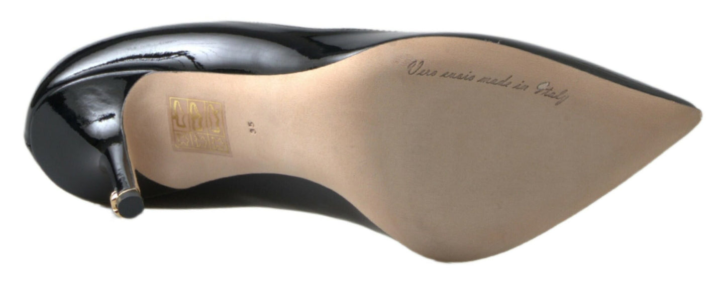 Escarpins à talons hauts en cuir verni noir Dolce &amp; Gabbana