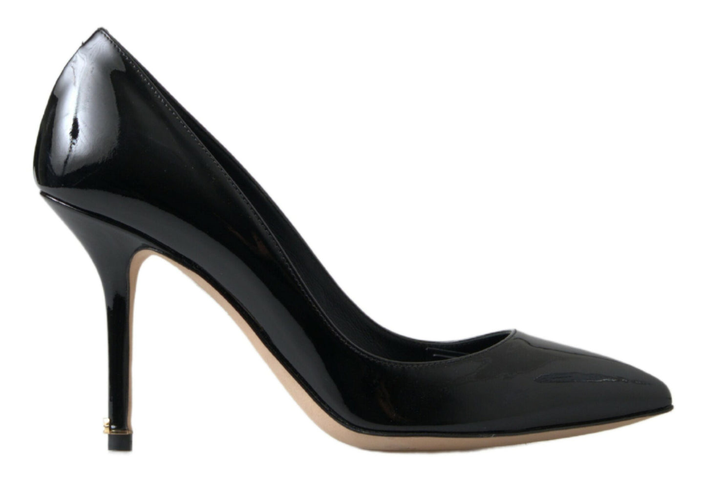Escarpins à talons hauts en cuir verni noir Dolce &amp; Gabbana