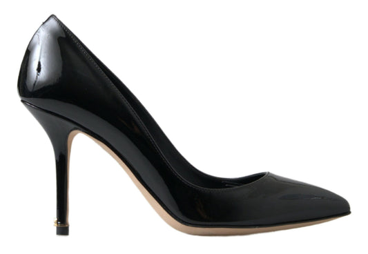 Escarpins à talons hauts en cuir verni noir Dolce &amp; Gabbana