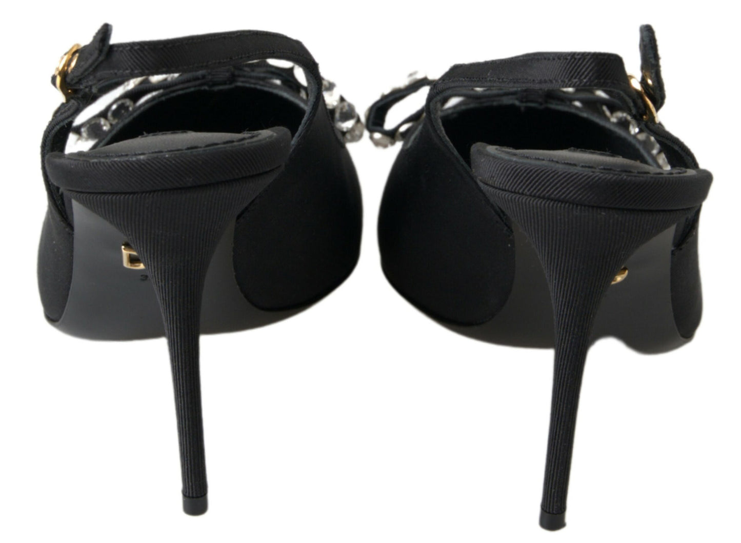 Chaussures à talon slingback ornées de cristaux noirs Dolce &amp; Gabbana