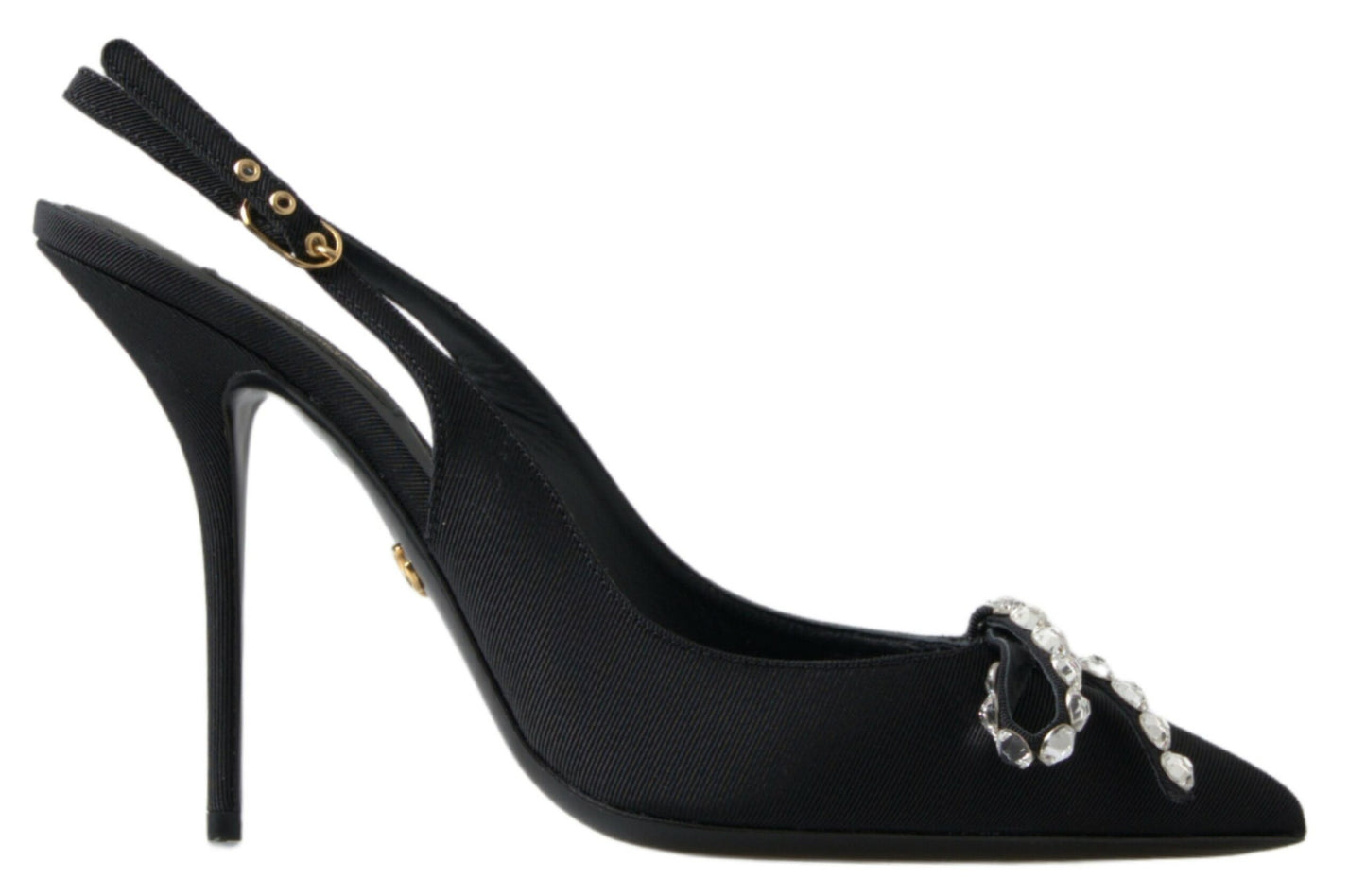Chaussures à talon slingback ornées de cristaux noirs Dolce &amp; Gabbana